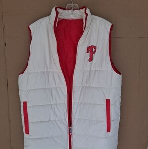 P Phillies Mothers Day 2025 Giveaway Puffer Vest Unisex Size L White/Red Lining